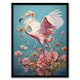 image 1 of Flamingo Flight Lake Dance Pink Floral Water Flowers Black Framed Wall Art Print A4