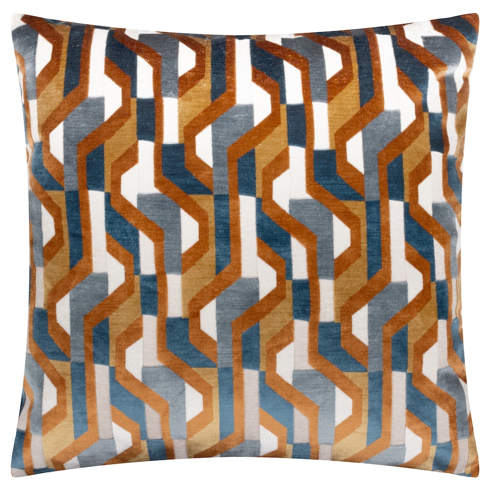image 1 of Furn Metro Prism Velvet Cushion | Orange | Ginger