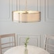 image 4 of Cordero Single Pendant Ceiling Lamp, Gold Effect Plate, White Fabric, Frosted Glass