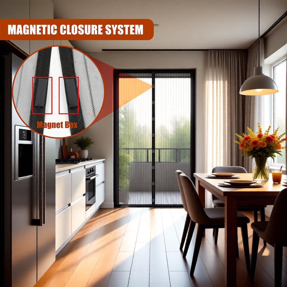 image 1 of GEEZY Set of 2 Magnetic Fly Door Screen 90x210cm Black