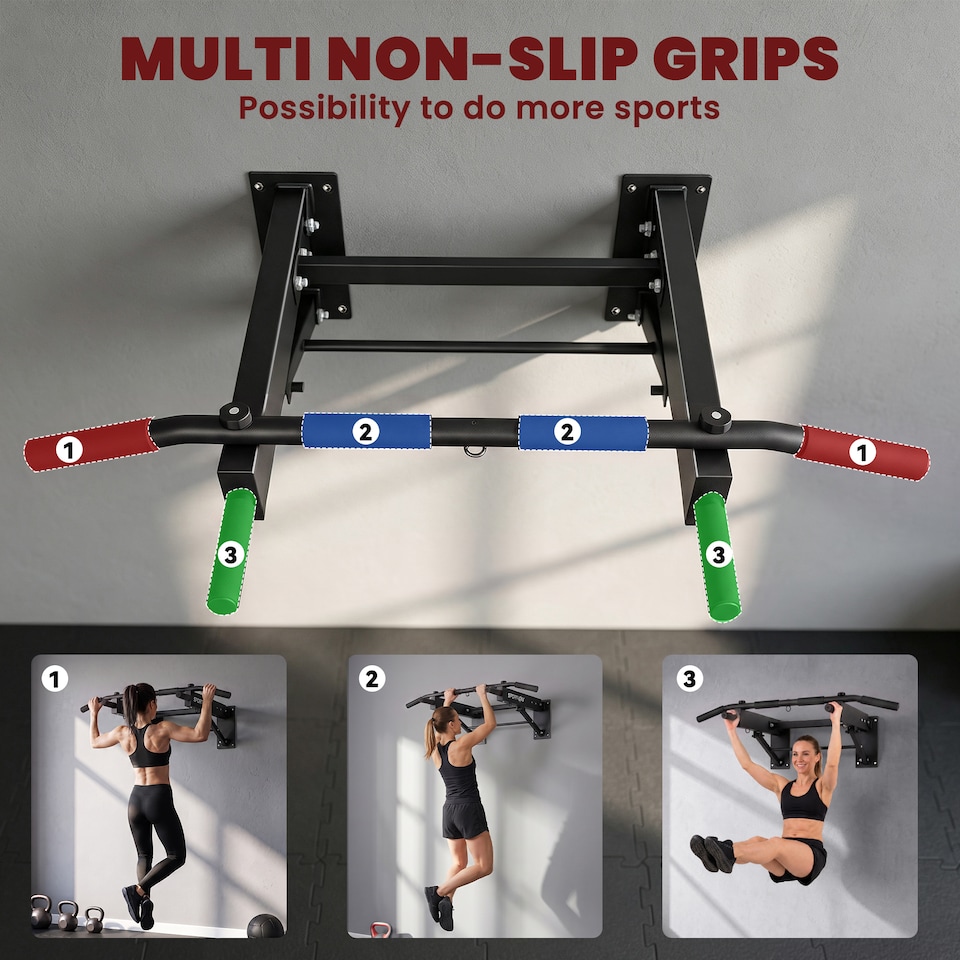 image 1 of SPORTNOW Pull Up Bar Wall Mounted, Folding Chin Up Bar, Max Load 120 kg
