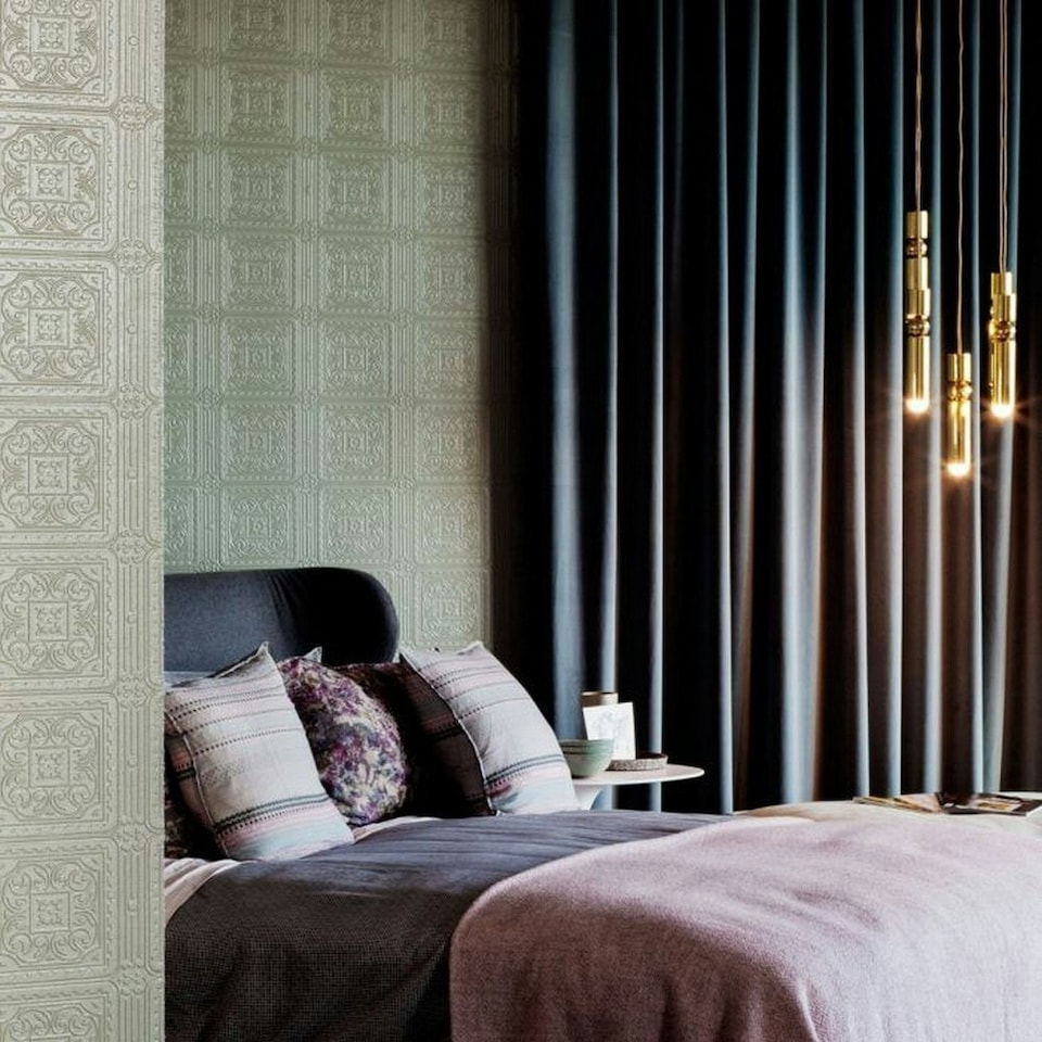 image 1 of Anaglypta Turner Tile Vinyl Textured Wallpaper - White - 10m x 53cm | White