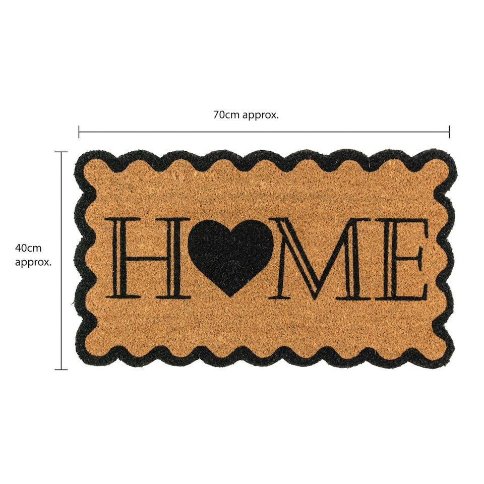 image 1 of JVL Latex Backed Coir Entrance Doormat, 40x70cm - Scalloped Home