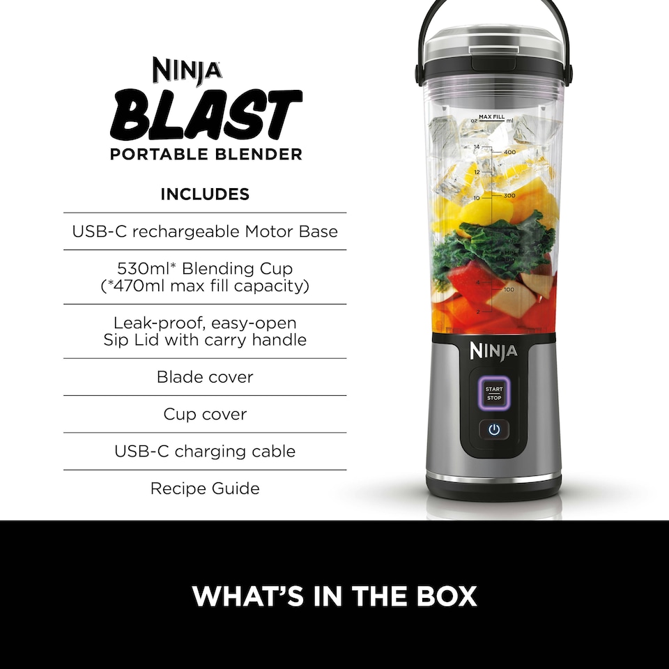 image 1 of Ninja Blast BC151UKBK Cordless Portable Blender Black Black