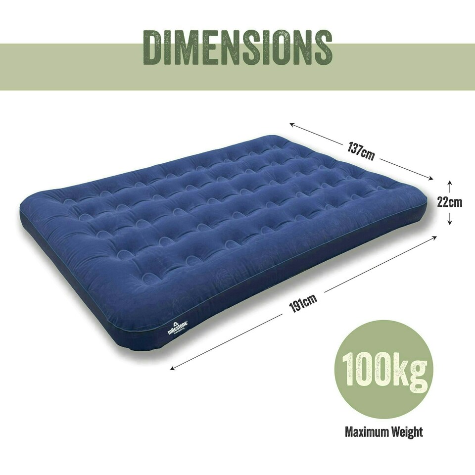 image 1 of Milestone Camping Double Flocked Airbed