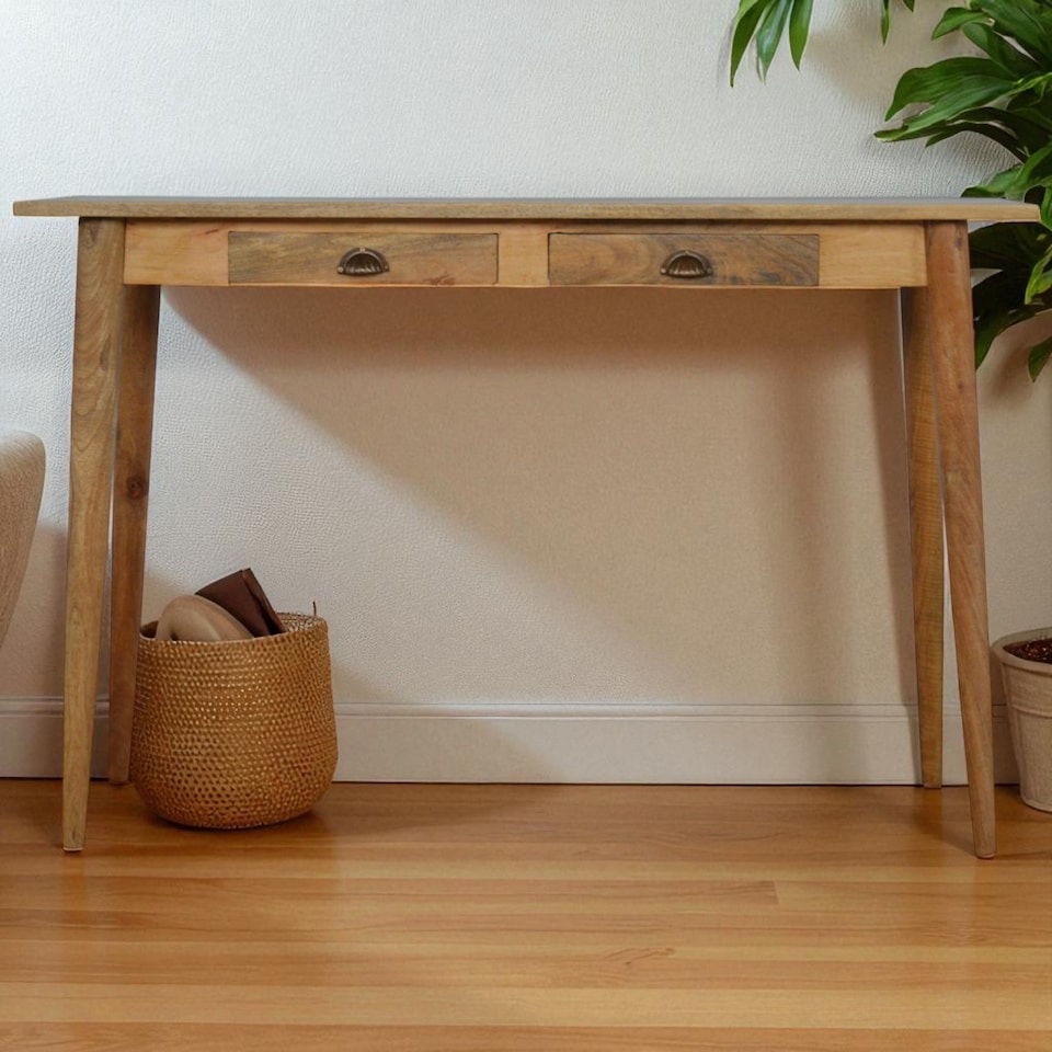 image 1 of Artisan Furniture Solid Wood 2 Drawer Nordic Writing Desk