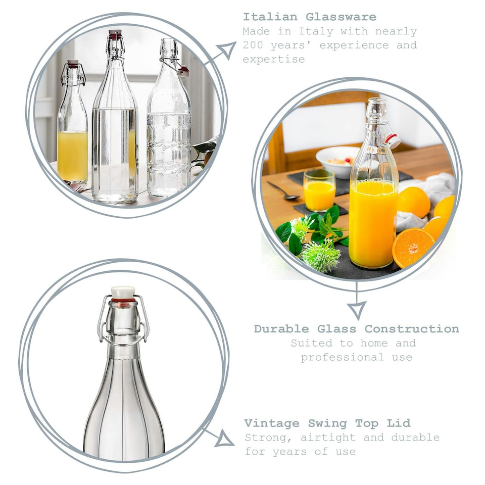image 1 of Bormioli Rocco Oxford Glass Swing Bottle - 1 Litre Clear | One Size
