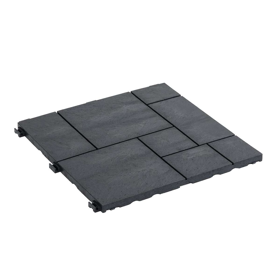 image 1 of Mosaic Garden Patio Interlocking Composite Decking Tiles - Dark Grey | Grey | Dark Grey | Pack of 40
