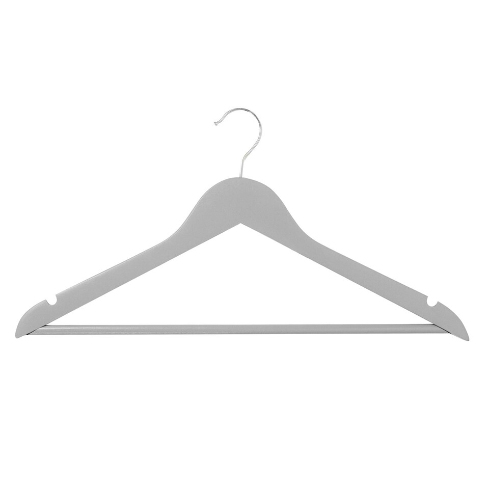 image 1 of Harbour Housewares Wooden Coat Hangers - Grey - Pack of 10