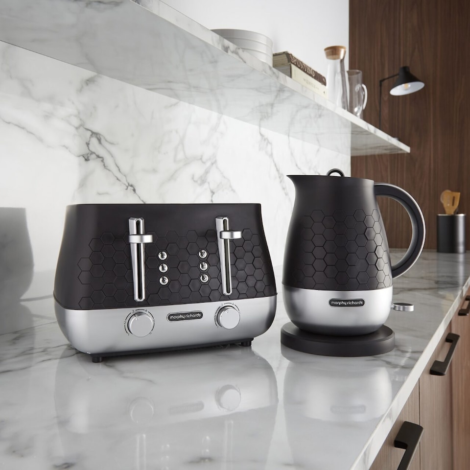 image 1 of Morphy Richards Cassini Kettle and Toaster Set Black Moonless Night