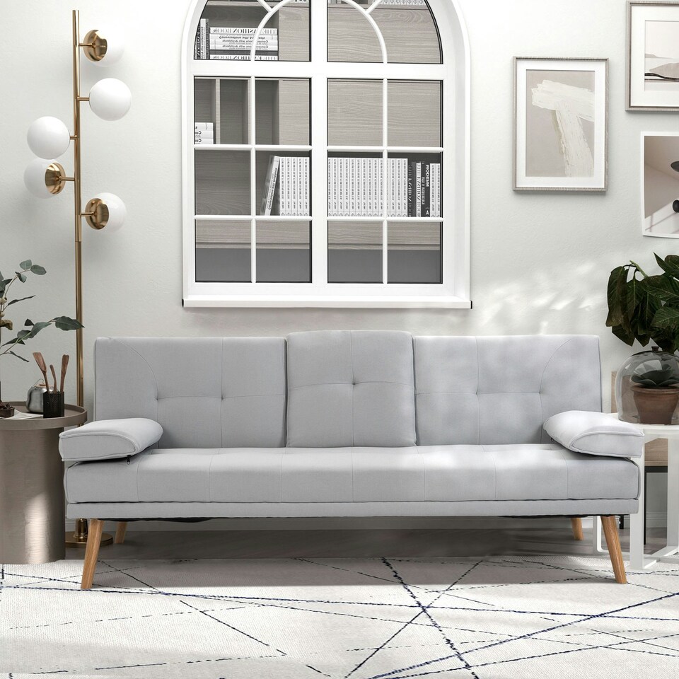 image 1 of HOMCOM 3 Seater Sofa Scandi Style Recline w/ Adjustable Back