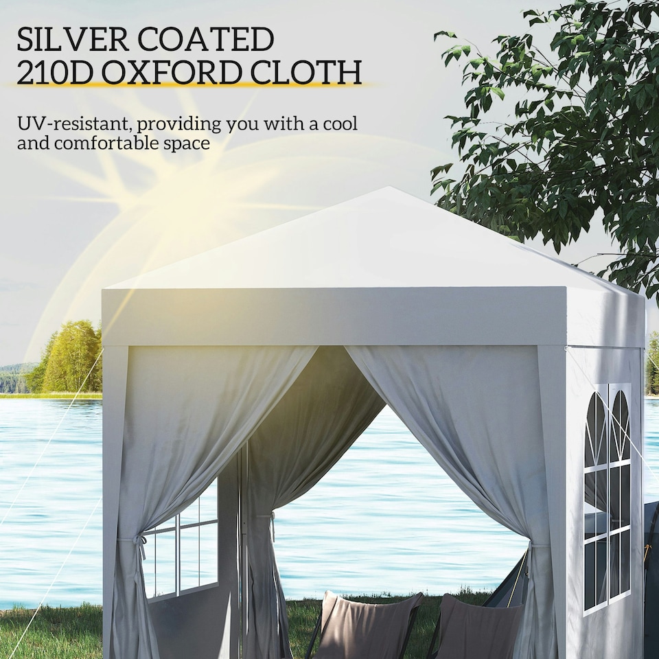 image 1 of Outsunny 2mx2m Pop Up Gazebo Party Tent Canopy Marquee with Storage Bag White
