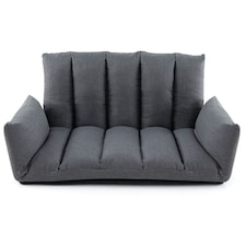 COSTWAY Foldable Floor Sofa Upholstered Recliner Chair Grey