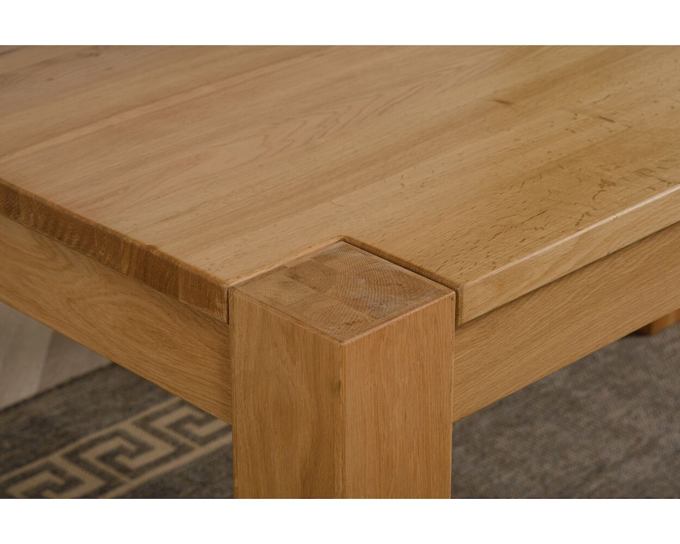 image 1 of Kuba 150 x 85 cm Chunky Medium Oak Dining Table and 6 Lola Leather Chairs | Brown | Brown