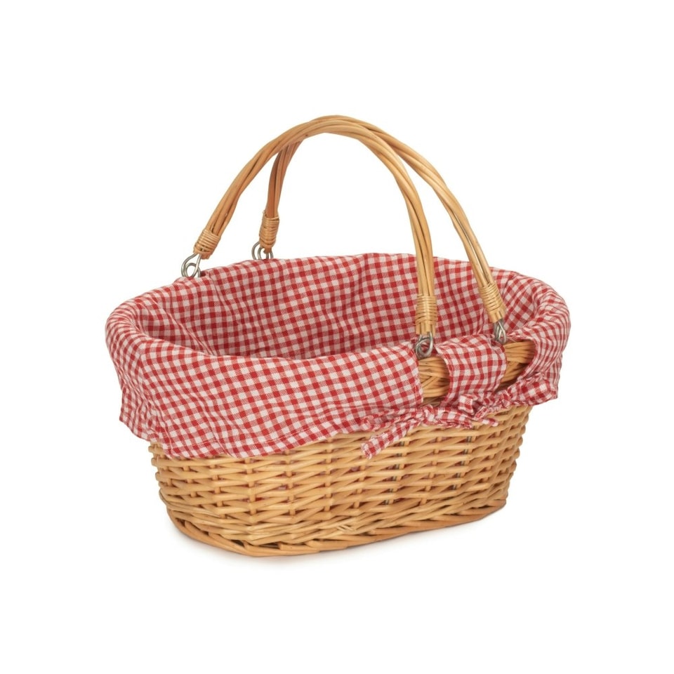 image 1 of Medium Swing Handle Shopping Basket with Lining Multi | Garden Rose | M