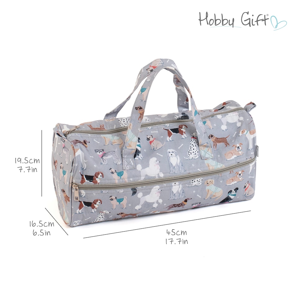 image 1 of Hobby Gift Knitting Storage Bag, Grey Dogs