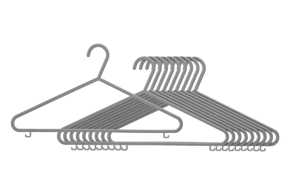 image 1 of Interiors By Premier Set Of Ten Grey Plastic Hangers, Sturdy Apparel Organisers, Durable Dress Holders, Practical Garment Hangers