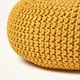 image 4 of Homescapes Mustard Large Round Cotton Knitted Pouffe Footstool | Yellow | 70 x 23 cm