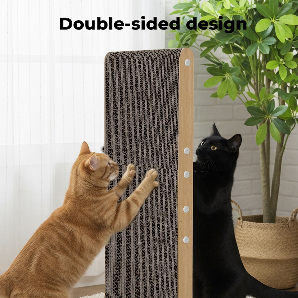 image 1 of Skylos L Shaped 68cm Cat Scratching Board with Ball Toy Wall Furniture