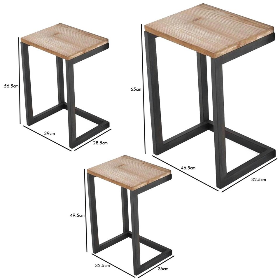 image 1 of Nest of 3 Sofa Table - Assembled Blue