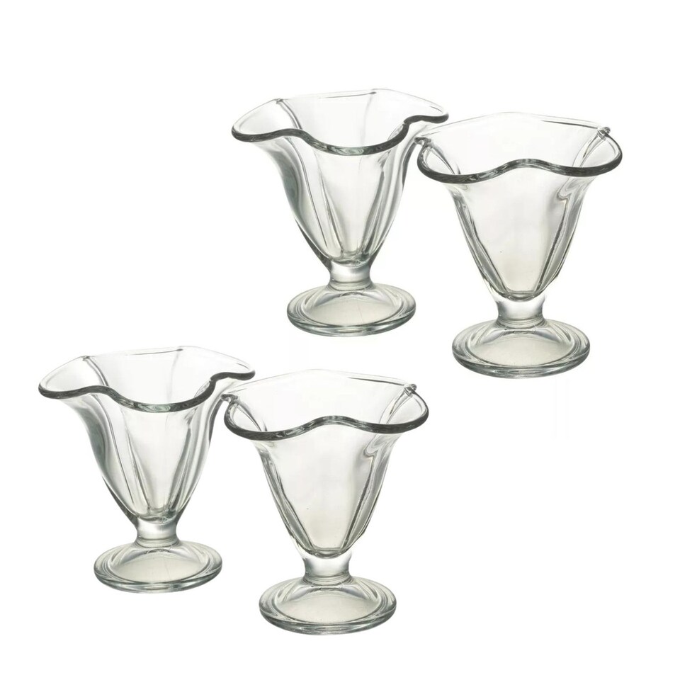 image 1 of Clear Glass Flower Shaped Dessert Bowls | Clear | 4