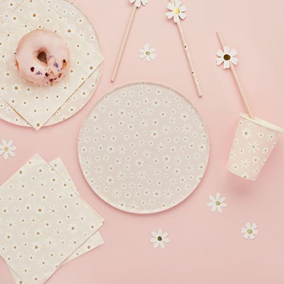image 1 of Gold Foiled White Daisy Shaped Table Confetti Scatter 10g