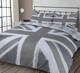 image 2 of Velosso Union Jack Reversible Printed Cotton Blend Duvet Cover and Pillowcase Set | Grey | King