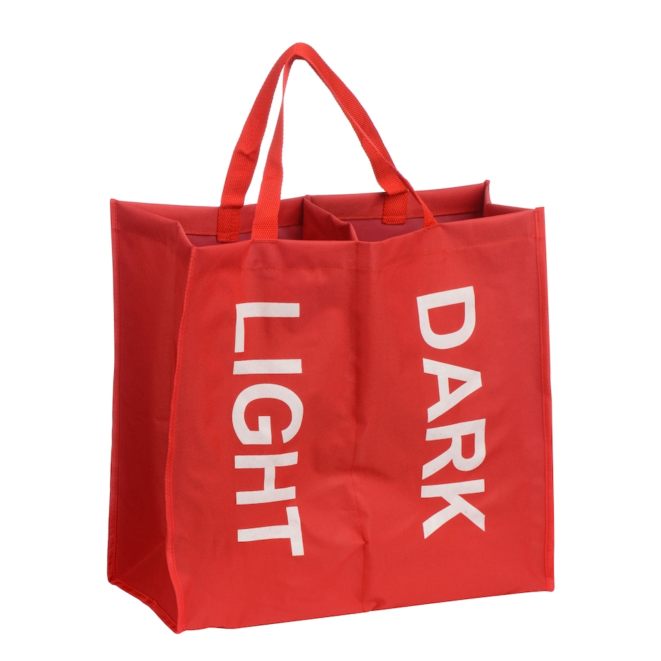 image 1 of Interiors by Premier Red 2-Section Laundry Bag With Handles, Dual-Compartment Design For Easy Sorting, Lightweight And Foldable Red