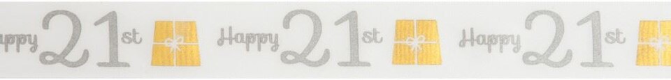 Minerva 21st Birthday 25mm Birthday Ribbon for Dressmaking - per metre