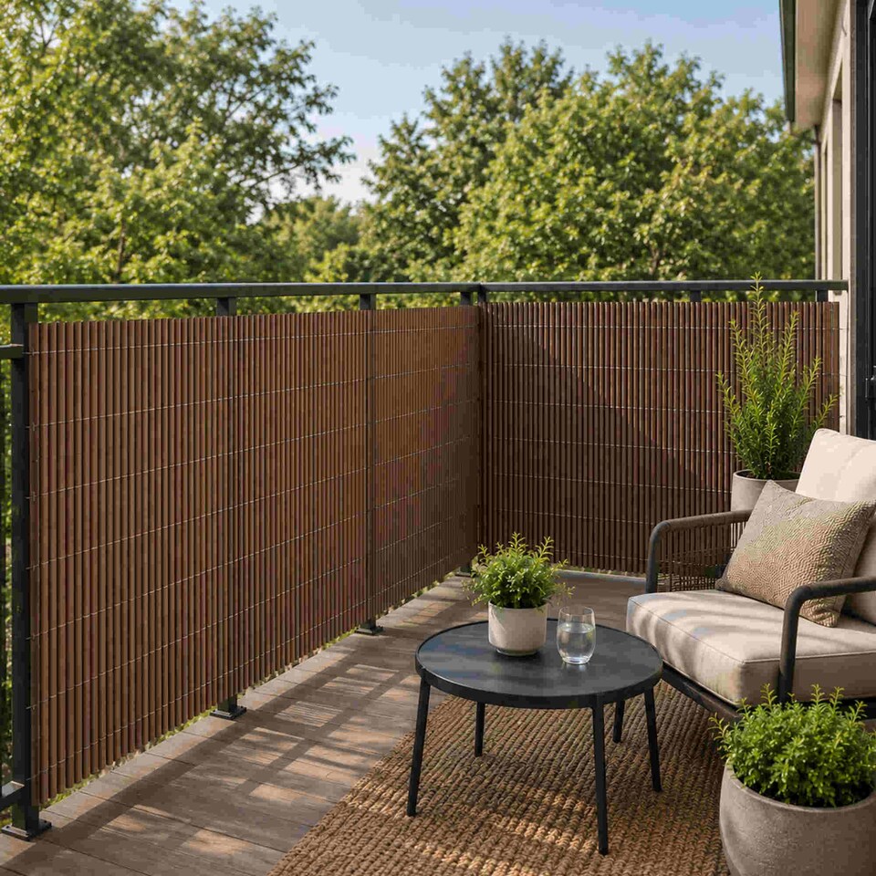 image 1 of 1m x 3m Brown PVC Outdoor Garden Fencing Privacy Screen Roll | Brown | 1