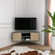 image 2 of Decorotika Lesson 120 cm Corner TV Unit for TVs up to 51 inches with Cabinets and Open Shelves | Green | Silva Green and Rattan Pattern | One Size | 1