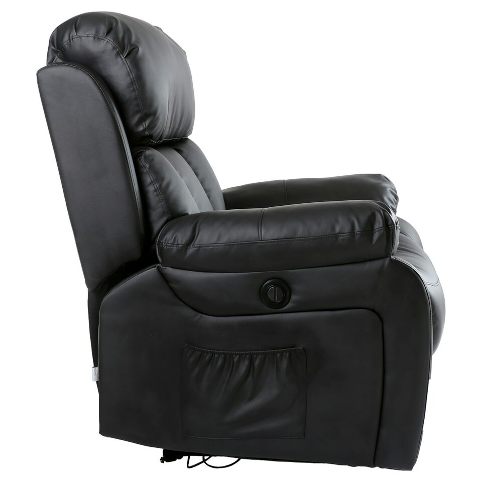 image 1 of Chester Electric Bonded Leather Automatic Recliner Heat & Massage Chair (Black)