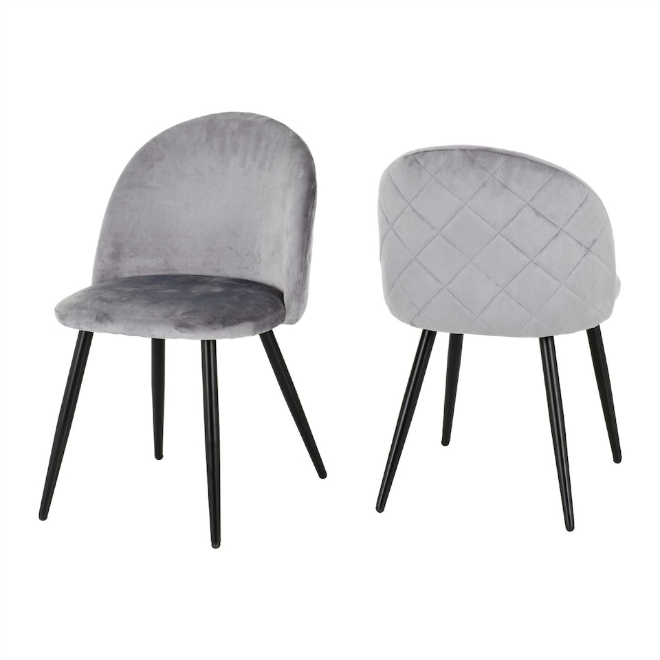 image 1 of Set of 4 Marlow Velvet Dining Chairs Grey