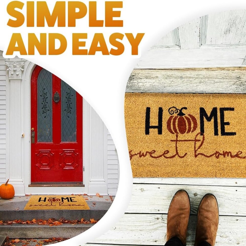 image 1 of Marco Paul Beige Coir 'Home Sweet Home' Doormat 40x60cm Autumn Welcome Mat