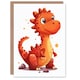 image 1 of Cute Red Baby Dinosaur Cartoon For Child Birthday Card