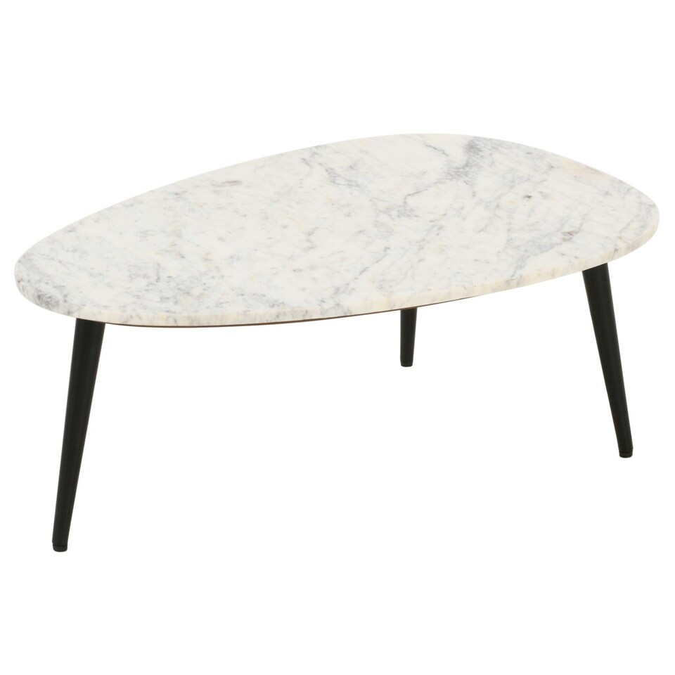 image 1 of Miel Coffee Table With White Marble Top and Metal Legs White