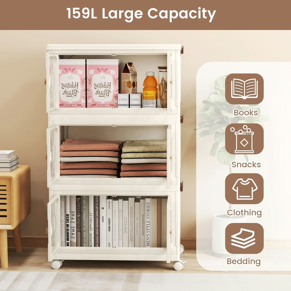 image 1 of COSTWAY 159L Storage Bins Stackable Storage Containers White