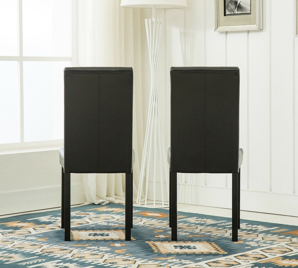 image 1 of Set of 2 Leather Dining Chairs Black by MCC