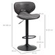 image 3 of HOMCOM Adjustable Bar Stools Set of 2, Swivel Leathaire Upholstered Barstools with Large Seat, Breakfast Bar Chairs with Back, Footrest and Steel Base, Dark Grey