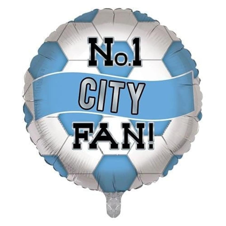 image 1 of No. 1 City Fan Football Round Foil Helium Balloon 46cm / 18 in | Blue