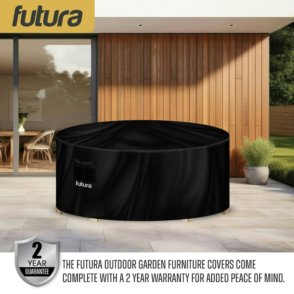 image 1 of Futura Round 230x100cm Waterproof Garden Furniture Cover  600D | Black | Black | 230x100cm | 1