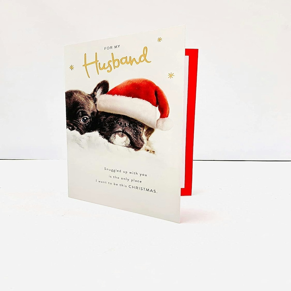 image 1 of For My Husband Cute Puppies Design Christmas Card