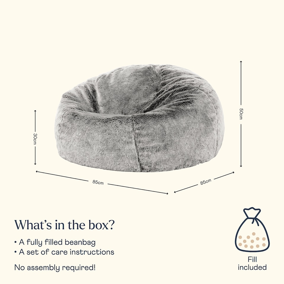 image 1 of Fluffy Giant Bean Bag Chair Adult - Grey with Bean Bag Filling | Grey | Arctic Wolf Grey | 1