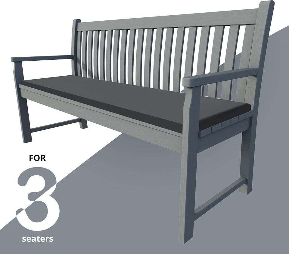 image 1 of Waterproof Garden Bench Cushion 3 Seater | Indoor & Outdoor Bench Seat Pad | Dark Grey