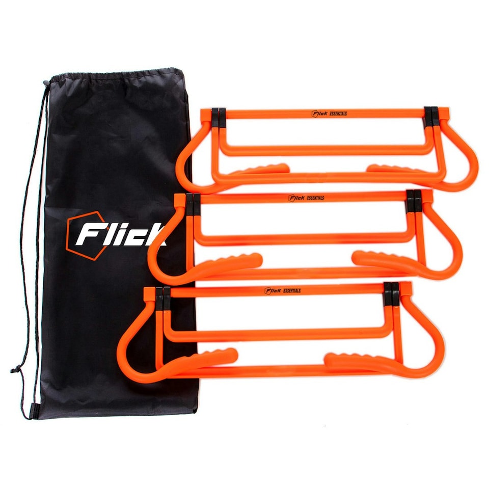 image 1 of Football Flick Multi Level Mini Speed and Agility Hurdles – Pack of 3 Orange Height Adjustable Multi Sports Hurdles