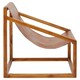 image 4 of Brown Cubic Frame Chair,Leather Upholstered Armchair,Teak Wood Accent Chair For Lounge,Comfy Patio Chair Brown