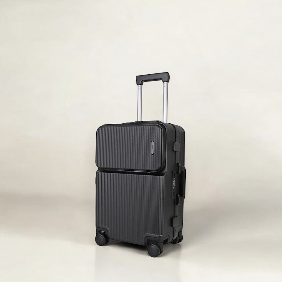 image 1 of Carry-On Suitcase 20”– Lightweight Zipperless Cabin Luggage with TSA Lock, USB Port, Cup Holder & Silent Spinner Wheels – Premium Polycarbonate Hard Shell