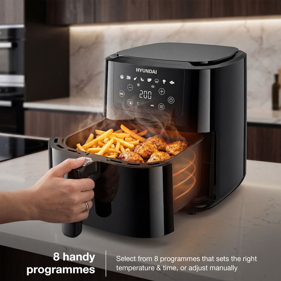 image 1 of Hyundai Digital Air Fryer 1500W 5L 8 Preset Programmes HYAF5001DB
