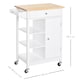 image 5 of HOMCOM Kitchen Trolley, Kitchen Island on Wheels, w Wood Top, 3 Shelves and Storage Cupboard, White