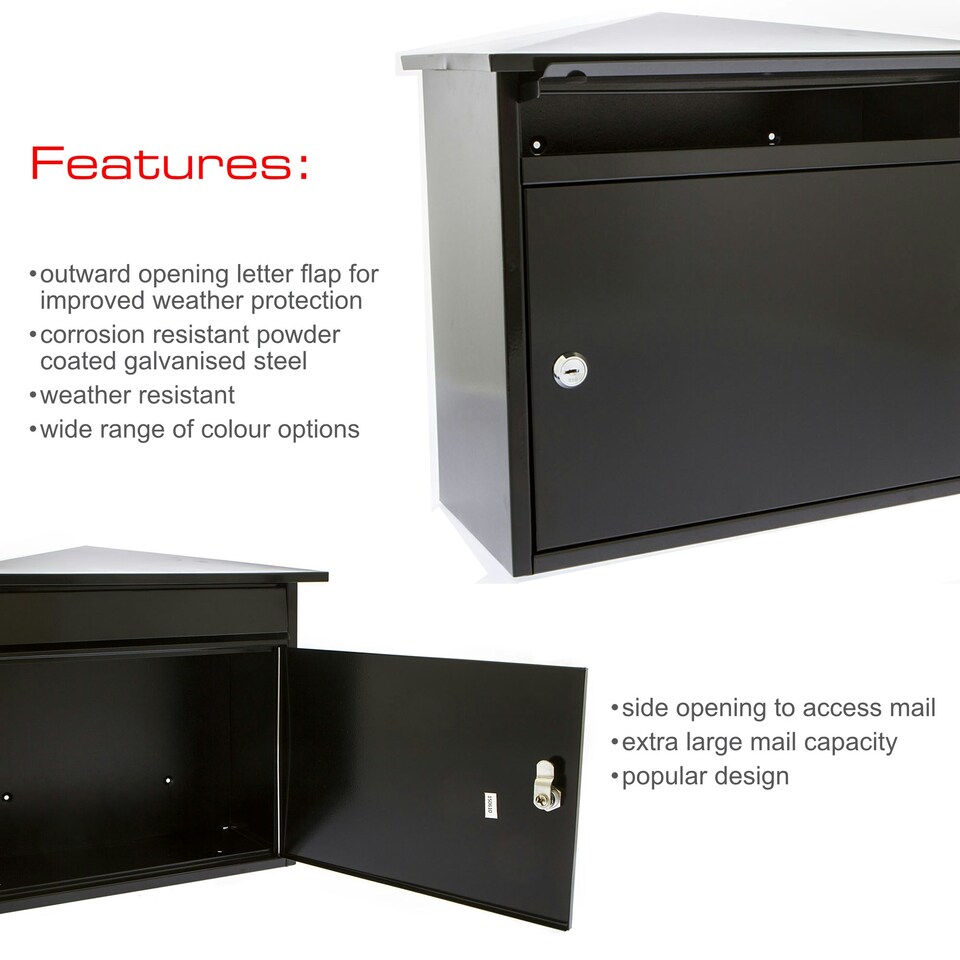 image 1 of Burg-Wachter Mersey Large Wall Mounted Galvanised Steel Post Box - 36x35x20cm Silver